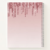 Druppelende Roze Roze Goud Glitter Lippen Monogram Notitieboek (Achterkant)