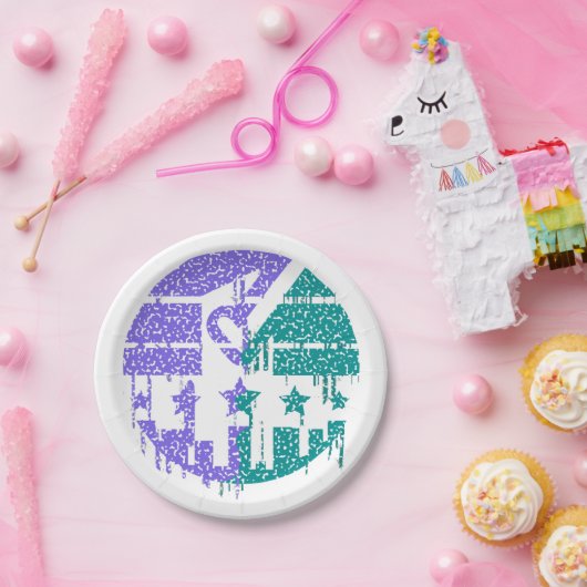 Druppelende spikkels - kleurrijke convergentie papieren bordje (Feest)