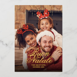 Druppelende Tinsel Buon Natale Fotobegroeting Folie Feestdagenkaart