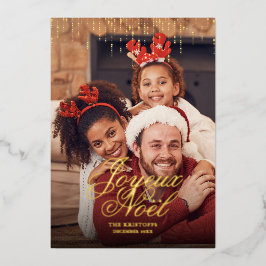 Druppelende Tinsel Joyeux Noël Fotobegroeting Folie Feestdagenkaart