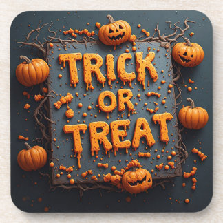 Druppelende Trick Or Treat Pompoen Halloween Bord Bier Onderzetter