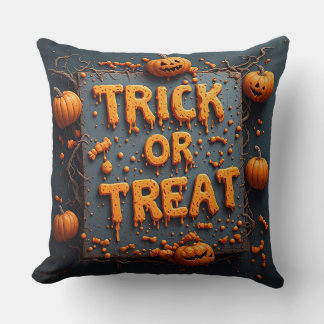 Druppelende Trick Or Treat Pompoen Halloween Bord Kussen