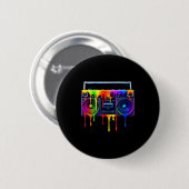 Druppelende verf boombox grappige oude school 80s ronde button 5,7 cm (Voorkant /achterkant)