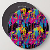 Druppelende verf Graffiti Ronde Button 6,0 Cm (Voorkant /achterkant)