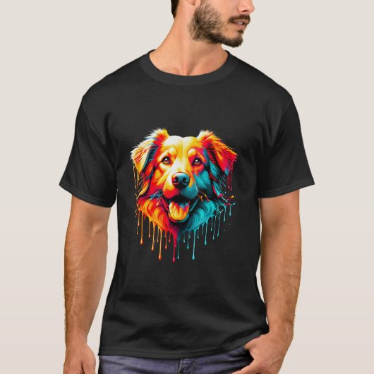 Druppelende verf kunst Australische Kelpie Schaaps T-shirt (Voorkant)
