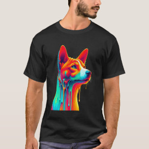 Druppelende verf kunst Basenji hond Geblafloze hon T-shirt