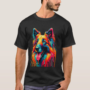 Druppelende verf kunst Belgische schapen hond Herd T-shirt