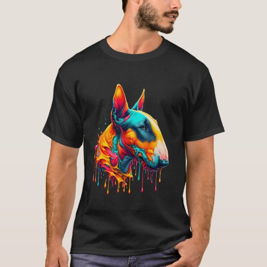 Druppelende verf kunst Bull Terrier T-shirt (Voorkant)