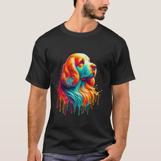 Druppelende verf kunst Clumber Spaniel T-shirt (Voorkant)