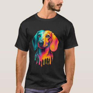 Druppelende verf kunst dachshond hond dachshonden t-shirt
