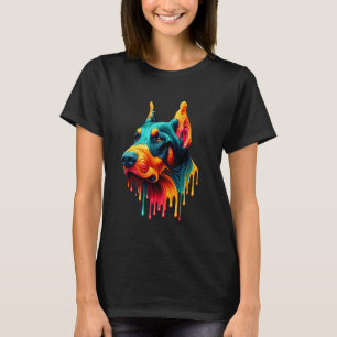 Druppelende verf kunst Dobermann Dobermans Dob T-shirt