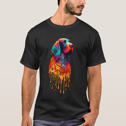 Druppelende verf kunst Duitse draadharige pointer T-shirt (Voorkant)