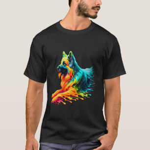 Druppelende verf kunst Duitse herder GSD Elzasser T-shirt
