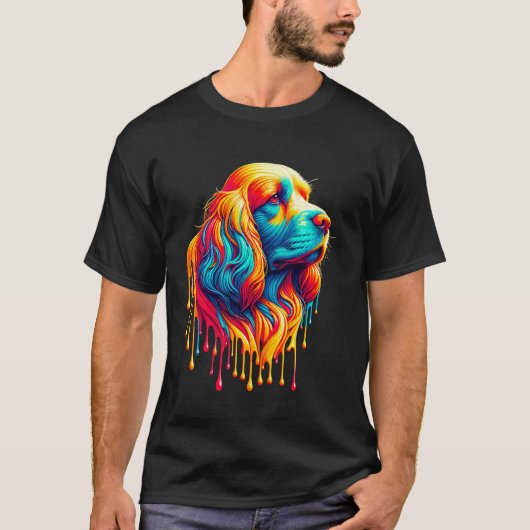 Druppelende verf kunst Engelse Cocker Spaniel Span T-shirt (Voorkant)