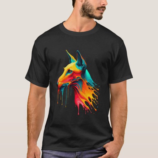 Druppelende verf kunst faraohond t-shirt (Voorkant)
