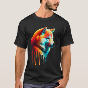 Druppelende verf kunst Japanse Shiba Inu T-shirt