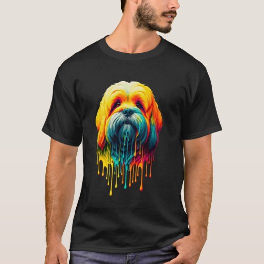 Druppelende verf kunst Lhasa Apso T-shirt (Voorkant)