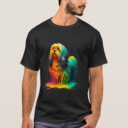 Druppelende verf kunst Lhasa Apso T-shirt (Voorkant)