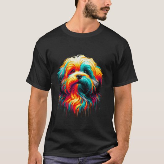 Druppelende verf kunst Lowchen Lowchens T-shirt (Voorkant)