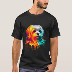 Druppelende verf kunst Maltees Maltezen T-shirt
