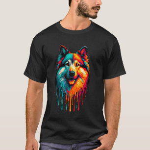 Druppelende verf kunst Noorse elandshond T-shirt