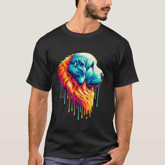Druppelende verf kunst Oud Engelse Schaapshond T-shirt (Voorkant)