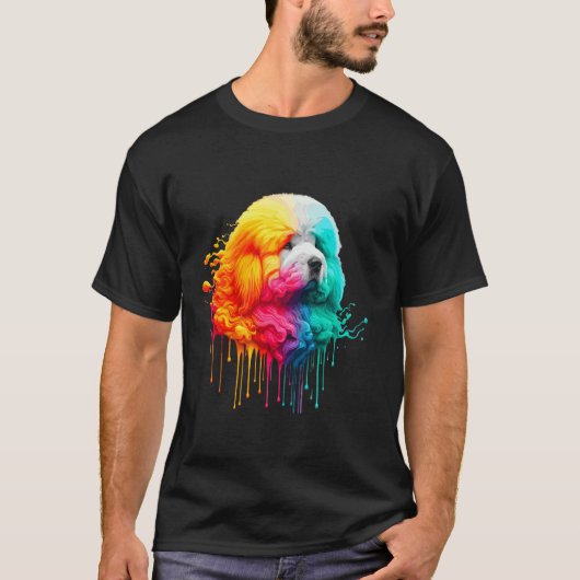 Druppelende verf kunst Puli hond T-shirt (Voorkant)