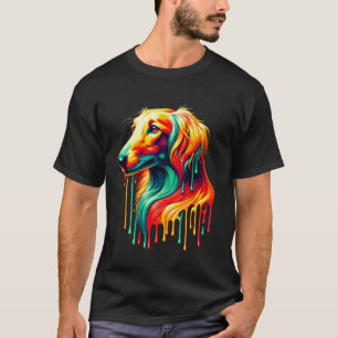 Druppelende verf kunst Saluki hond Perzische windh T-shirt