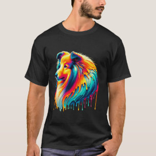 Druppelende verf kunst Shetland Sheepdog Sheltie T-shirt