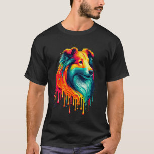 Druppelende verf kunst Shetland Sheepdog Sheltie T-shirt