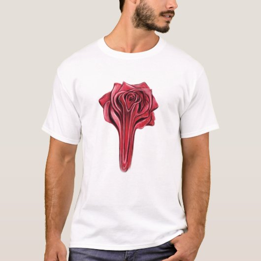 Druppelende Vloeibare Rode Roos Concept Kunstillus T-shirt (Voorkant)