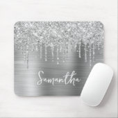 Druppelende Zilveren Glitter Glam Muismat (Met muis)