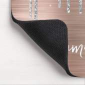 Druppelende Zilveren Glitter Roze Gouden Glamour Muismat (Hoek)