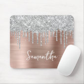 Druppelende Zilveren Glitter Roze Gouden Glamour Muismat (Met muis)