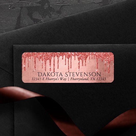 druppelperzikglitter | Terracotta Coral Adres Etiket