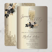 Druppels Glas Zwart Rozen Champagne Brunch & Bubbl Kaart (Voorkant / Achterkant)