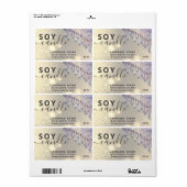 Druppels glinsteren glitterend script soja kaars l etiket (Full Sheet)