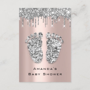 Druppels Glitter Baby Shower Voeten Roze Grijs Mei Kaart