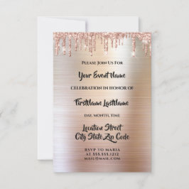 Druppels Glitter Druppels Roze Bruiloft  Kaart