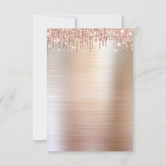 Druppels Glitter Druppels Roze Bruiloft Kaart (Achterkant)