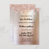 Druppels Glitter Druppels Roze Bruiloft  Kaart (Voorkant / Achterkant)