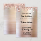 Druppels Glitter Druppels Roze Bruiloft Trouwen Kaart (Voorkant / Achterkant)