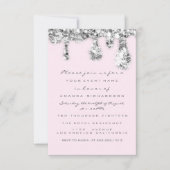 Druppels Grijs Roze Zilver Glitter Bruids Sweet 16 Kaart (Voorkant)