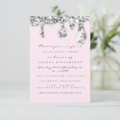 Druppels Grijs Roze Zilver Glitter Bruids Sweet 16 Kaart (Staand voorkant)