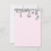 Druppels Grijs Roze Zilver Glitter Bruids Sweet 16 Kaart (Achterkant)