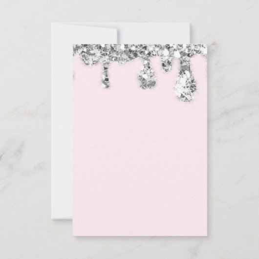 Druppels Grijs Roze Zilver Glitter Bruids Sweet 16 Kaart (Achterkant)