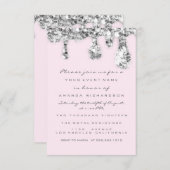 Druppels Grijs Roze Zilver Glitter Bruids Sweet 16 Kaart (Voorkant / Achterkant)