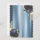Druppels, Marineblauwe Rozen Metallic Pensioen Kaart (Achterkant)
