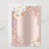 Druppels Parels Prosecco Boho Rozen Bruiloft Feest Kaart (Achterkant)