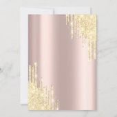 Druppels Parels Prosecco Roze Goud Bruiloft Kaart (Achterkant)